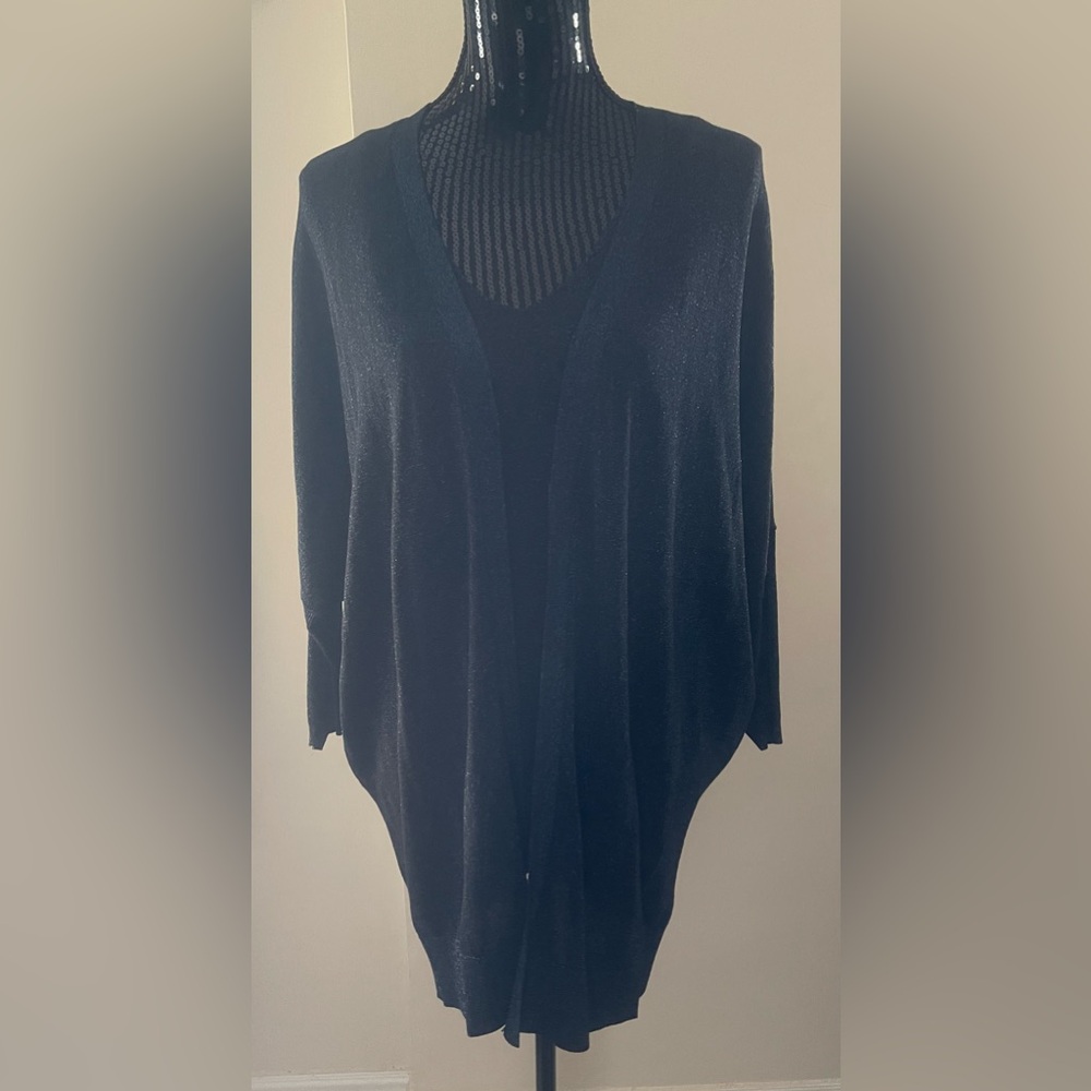 Joseph Ribkoff Elegant Dark Blue Metallic Cami & Cardigan Size Small